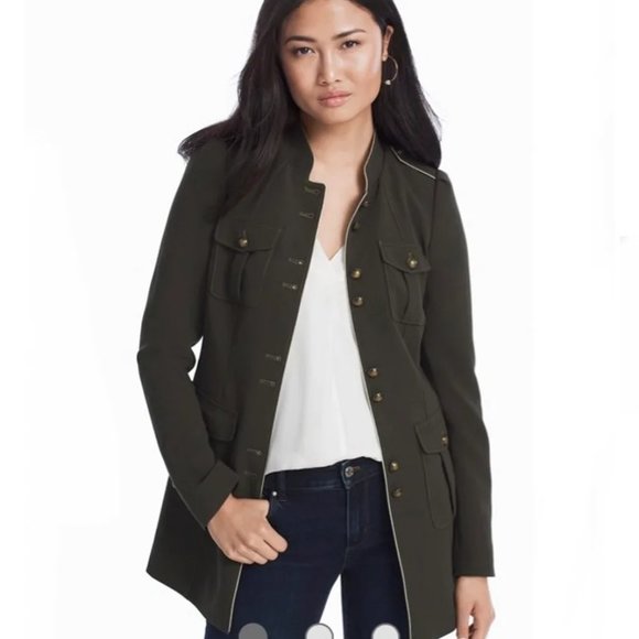 White House Black Market Jackets & Blazers - WHBM Military Topper Jacket Army Green Blazer 570209882